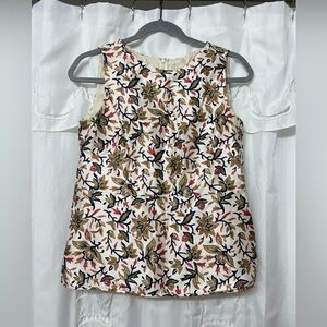 Tory Burch Silk Floral Sleeveless Swing Shell Evelyn Blouse Size 2